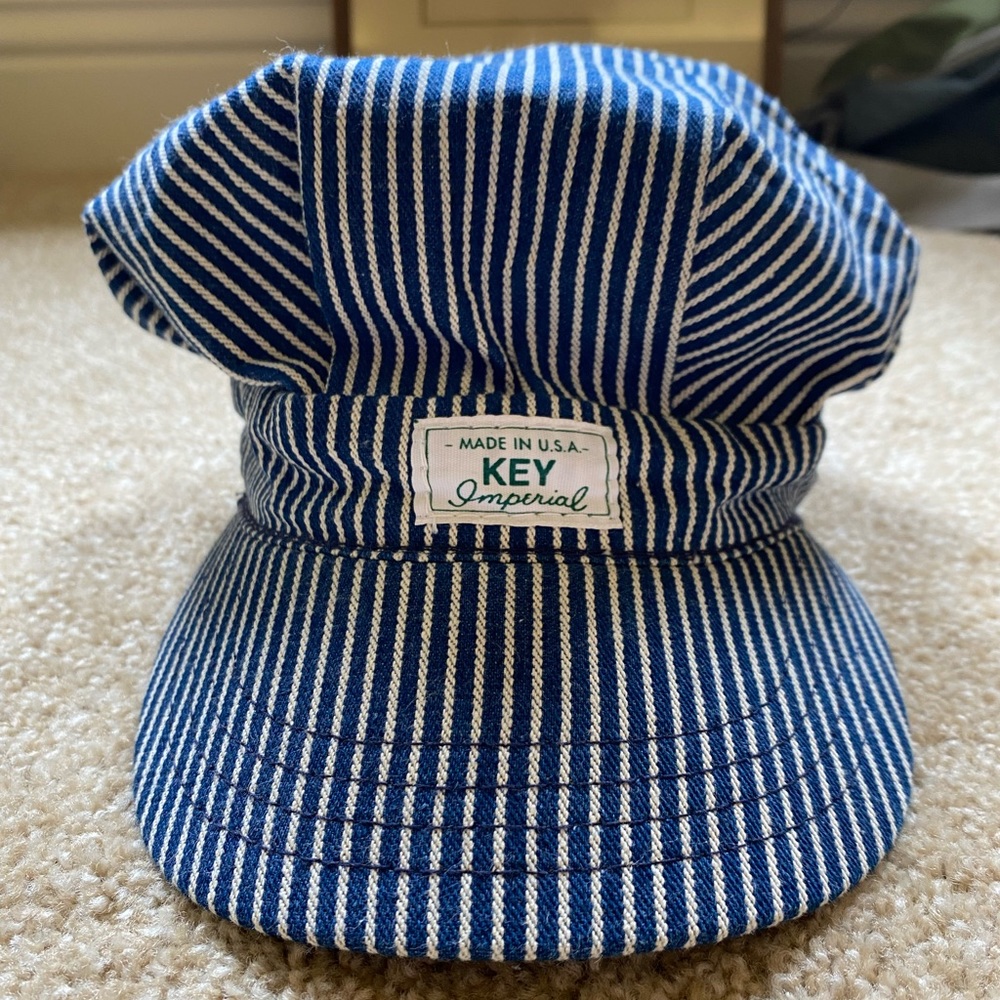Vintage Pinstripe Conductor Hat, Key Imperial, Dickies Pinstripe
